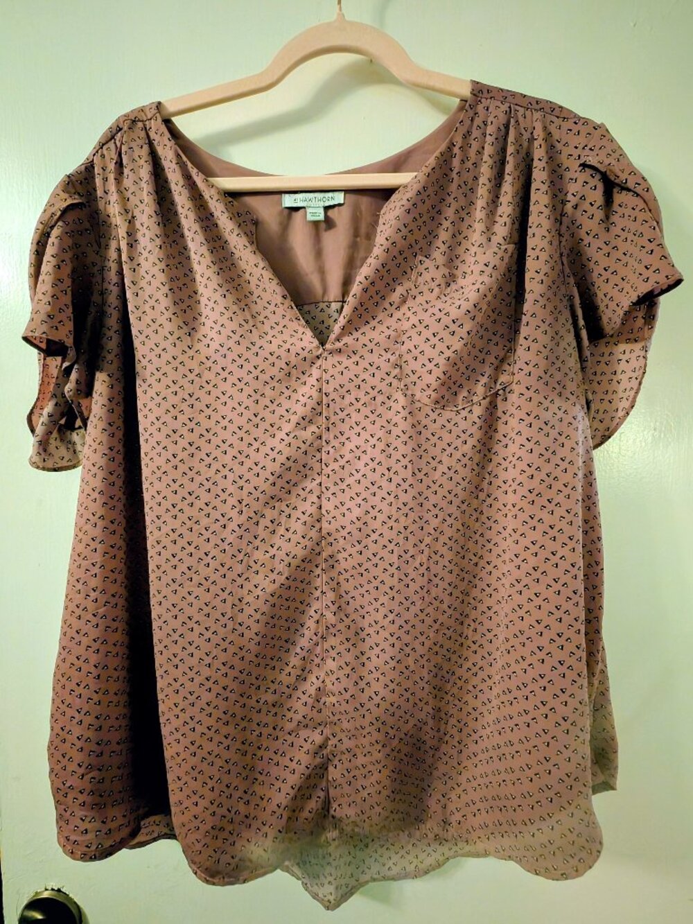 41 Hawthorn Dusty Rose Pink Patterned Short Sleeve Blouse XXL